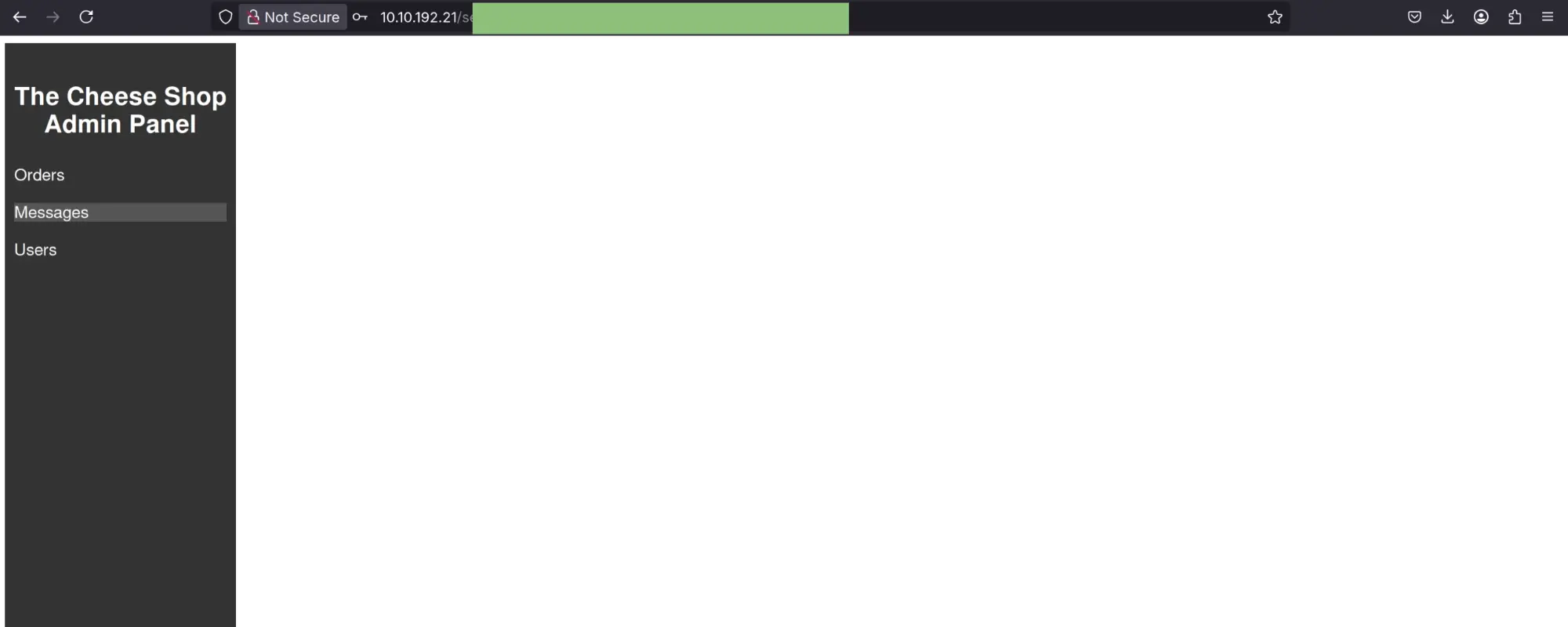 Admin page of the Cheese CTF site